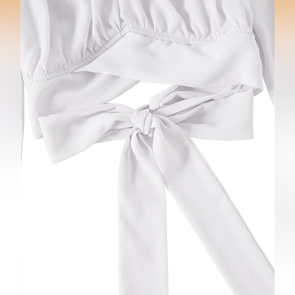 Off-Shoulder White Wrap Crop Top - Picture 4 of 4